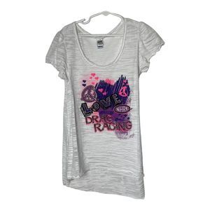 NHRA Drag Racing Girls T-Shirt Little Girls Size Medium 6-8 Pink Purple C1